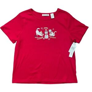 Womens Bonnie Evans Embroidered Americana Cats Tee